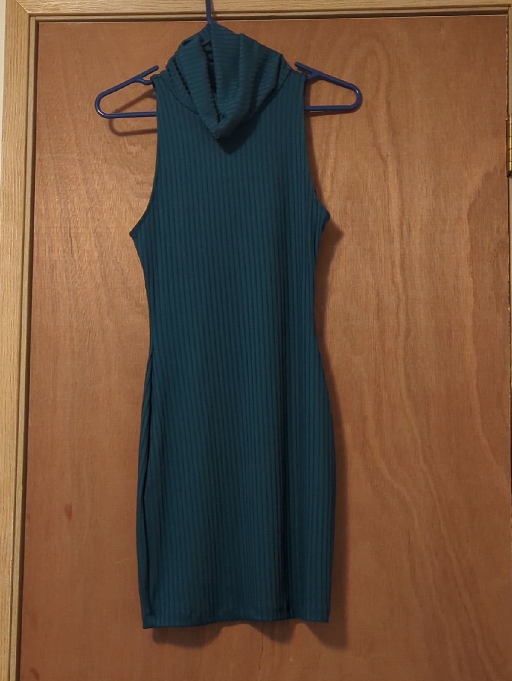 PacSun Teal Ribbed Sleeveless Hooded Midi Dress